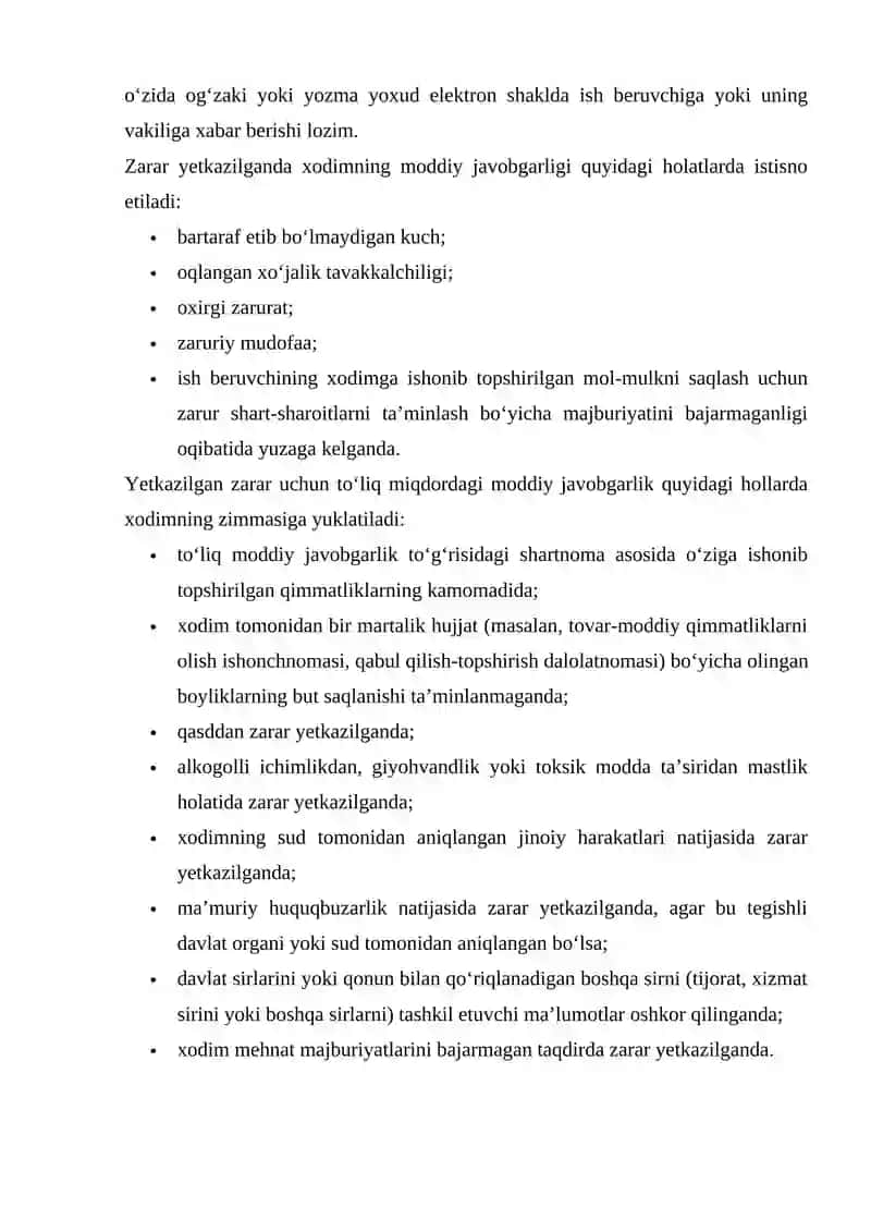 Xodimning To‘liq Moddiy Javobgarligi 2
