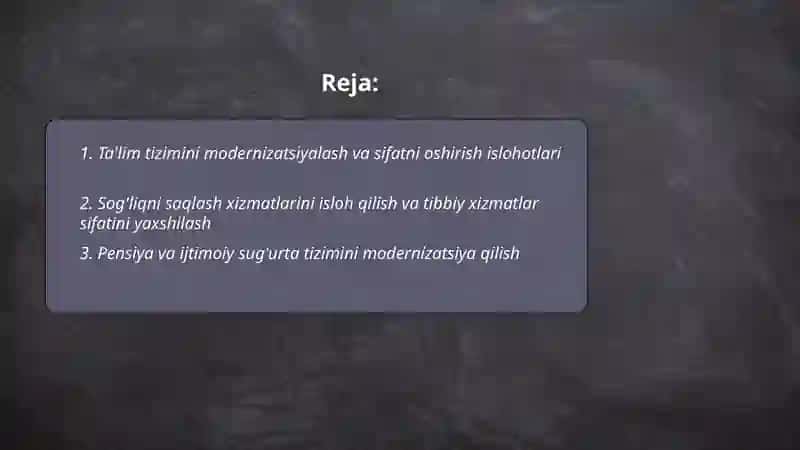 Ta'lim tizimini modernizatsiyalash va sifatni oshirish islohotlari 2