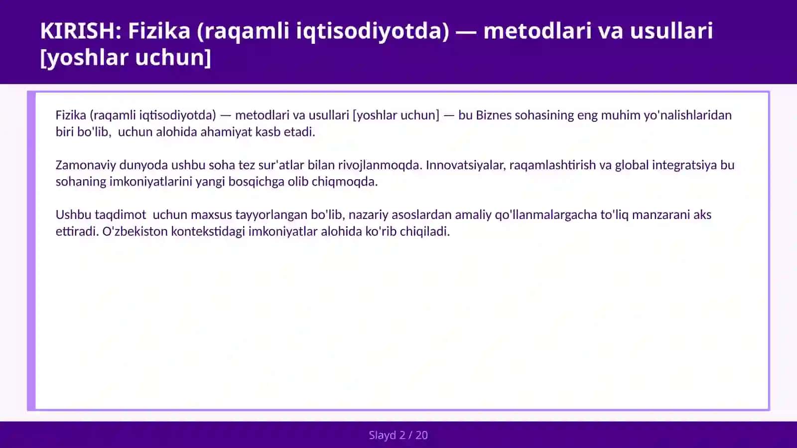 Fizika (raqamli iqtisodiyotda) — metodlari va usullari [yoshlar uchun] 2
