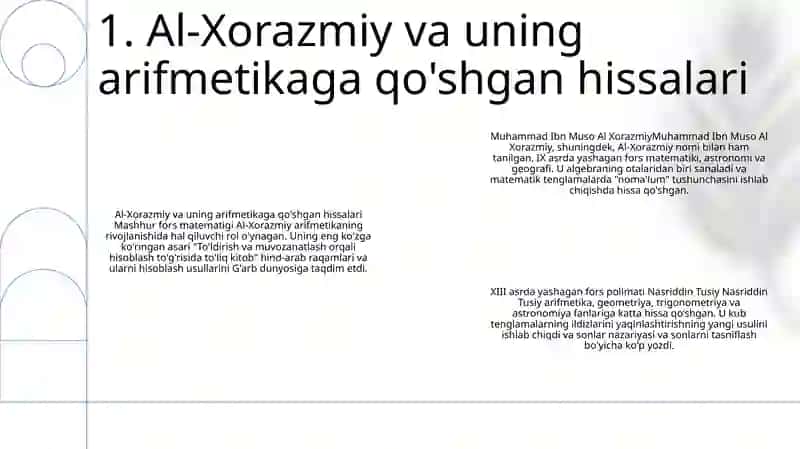Al-Xorazmiy va uning arifmetikaga qo'shgan hissalari 2