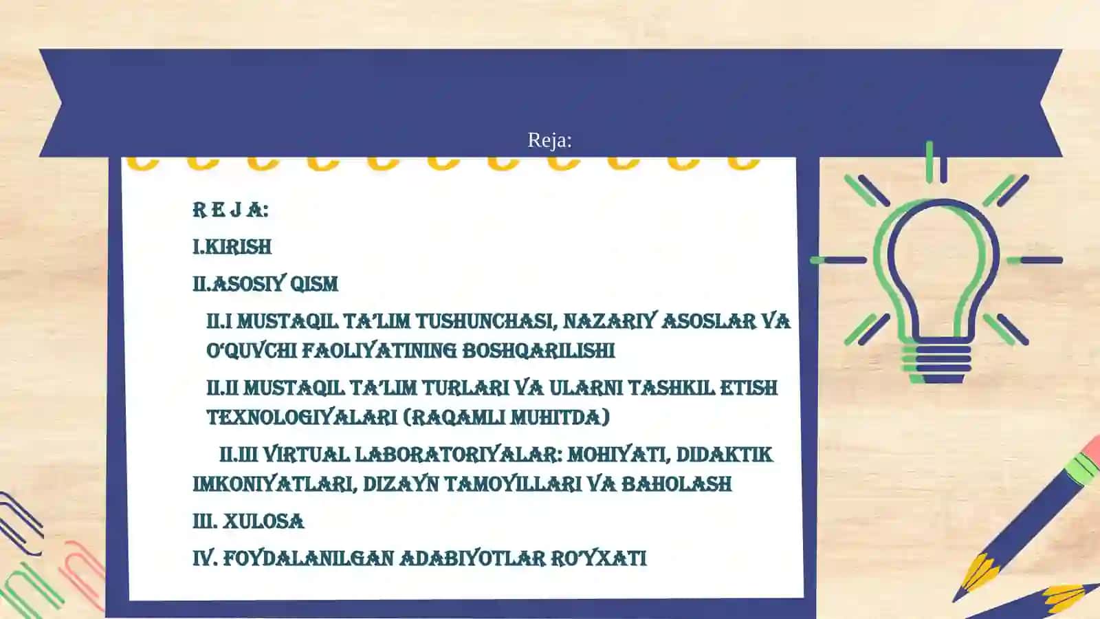 Mustaqilta'lim va uning turlari, virtual laboratoriyalar 2