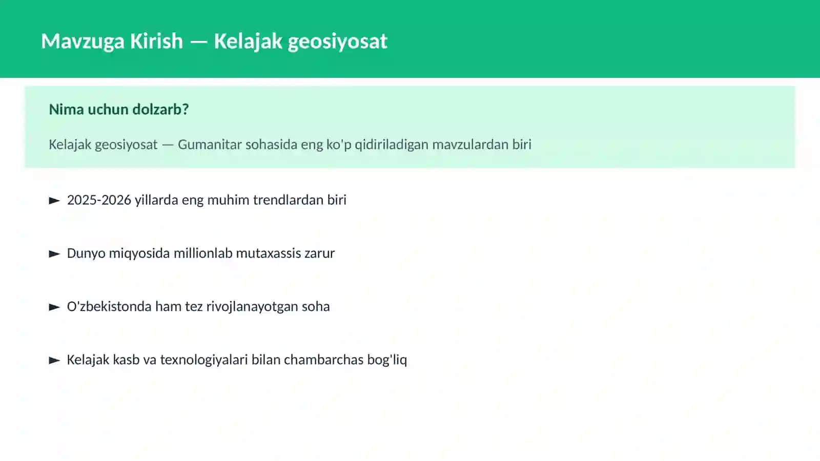 Kelajak geosiyosat 2