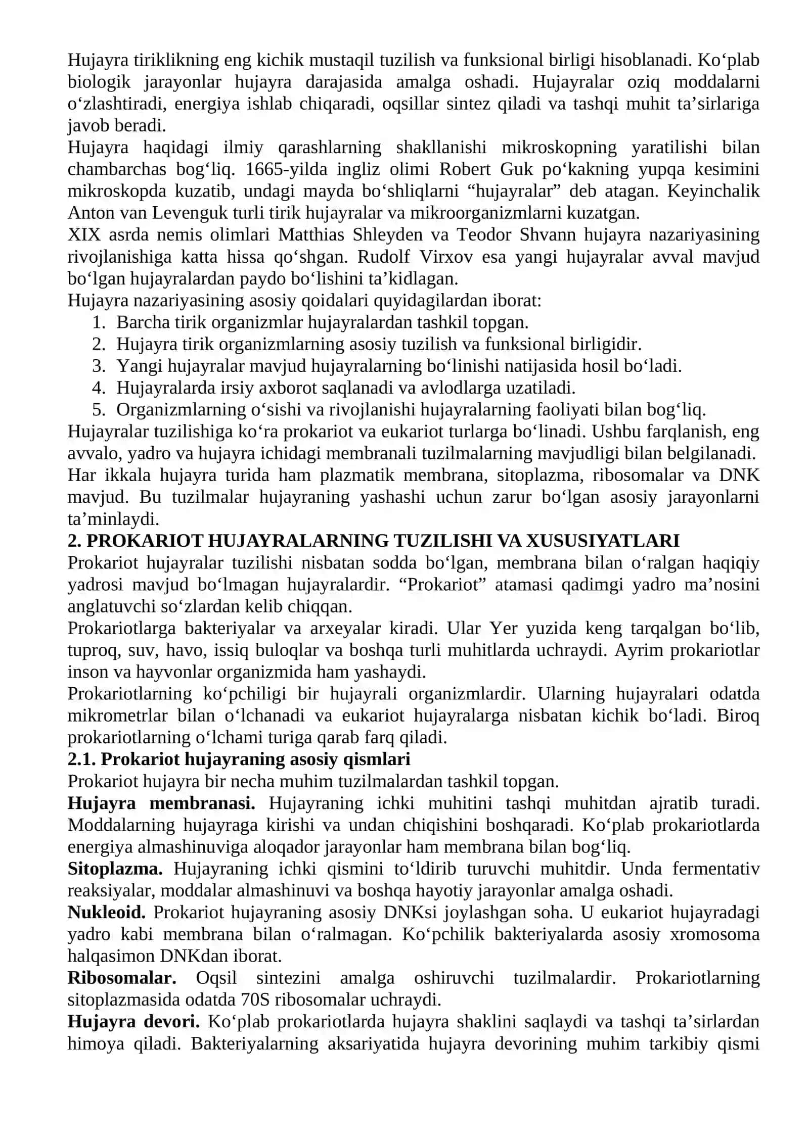 Prokariot va eukariot hujayralar orasidagi farq 2