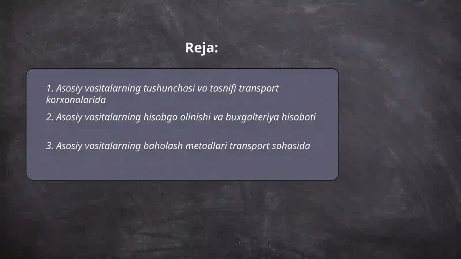 Transport korxonalarida asosiy vositalar tahlili 2