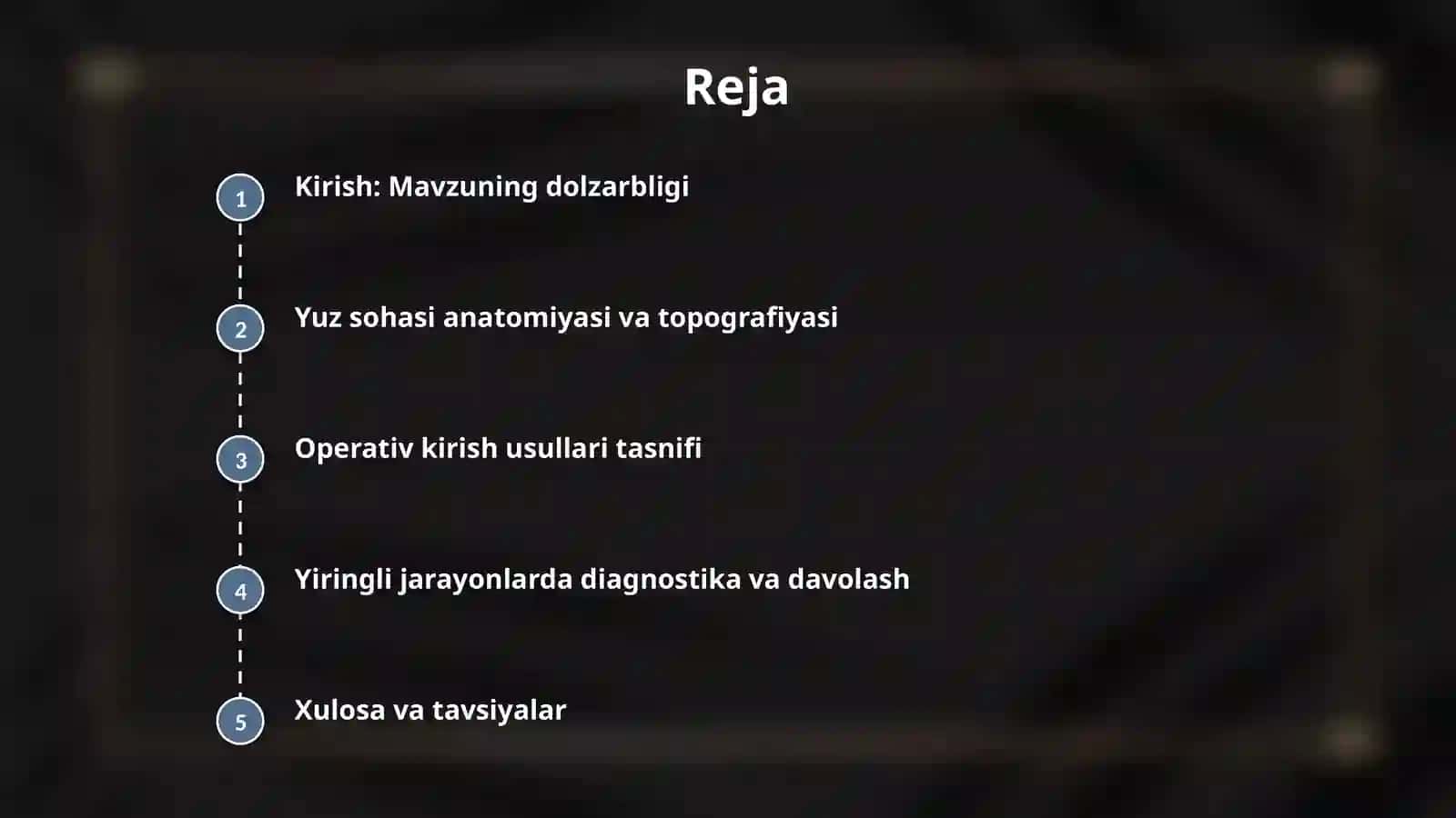 Boshning yuz qismi operativ xirurgiyasi.Yuz sohasi aʼzolariga operativ ochib kirish usullari. Yuz sohasidagi yiringli jarayonlarni ochish va drenajlash 2
