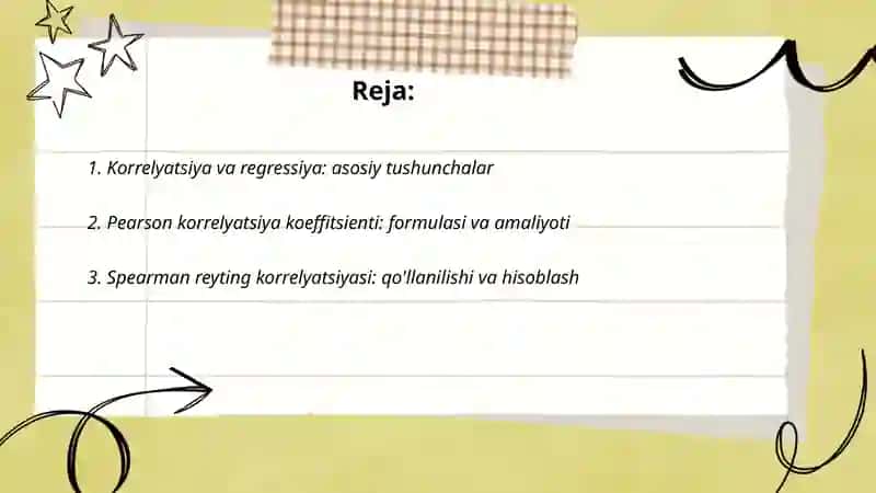 Korrelyatsiya koeffitsienti. Regressiya tenglamalari 2