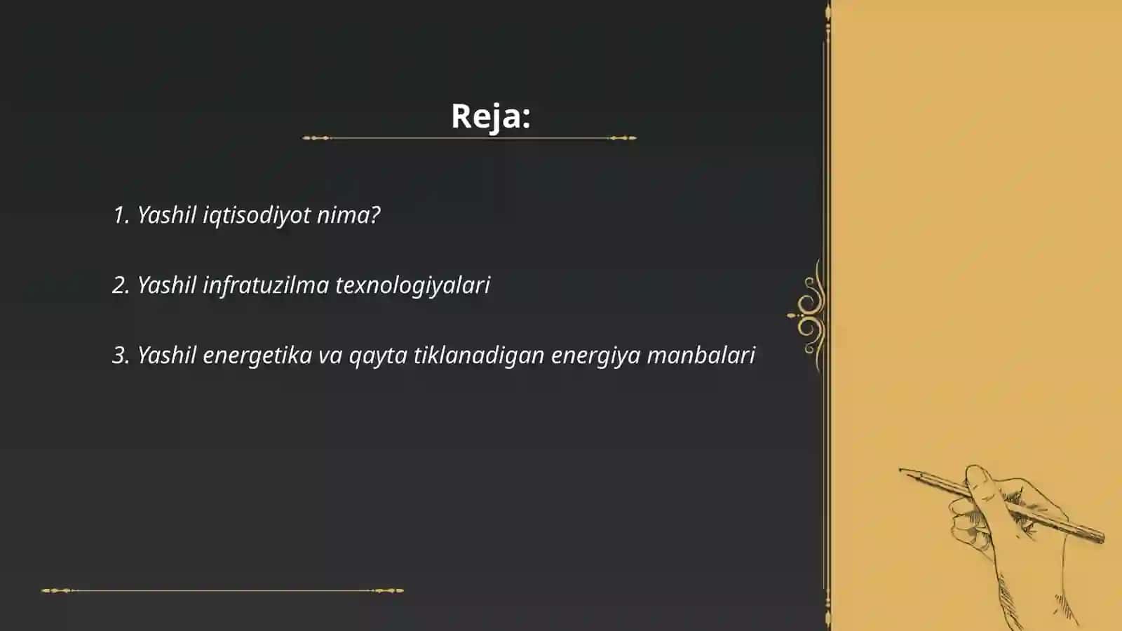 Yashil iqtisodiyotni rivojlantirish yo'nalishlari 2