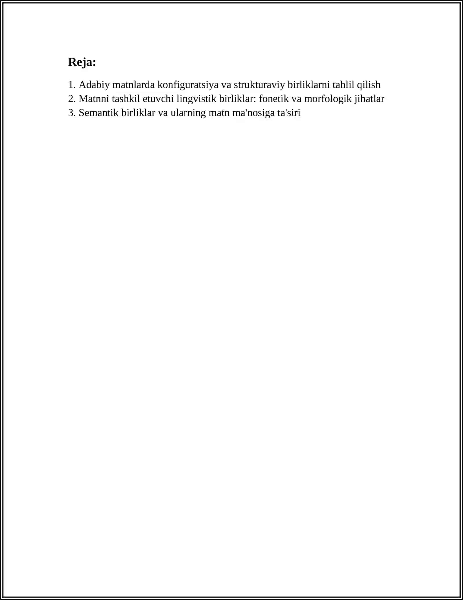 MATNNI TASHKIL ETUVCHI BIRLIKLARNI TAHLIL QILGAN HOLDA REFERAT YOZISH 2