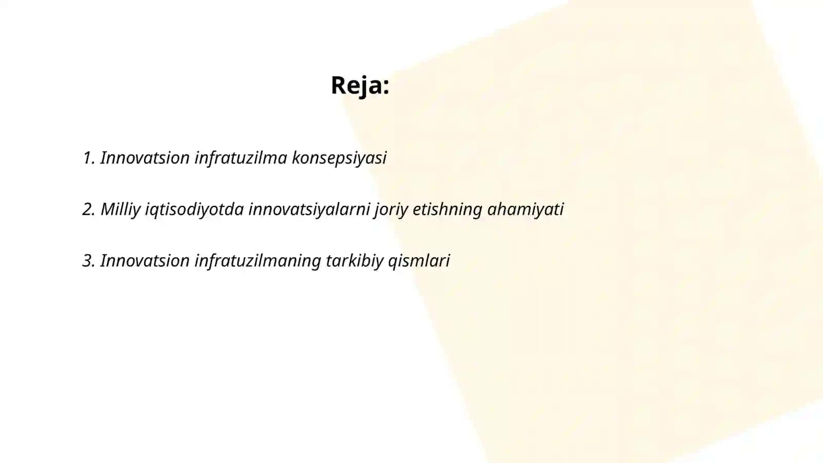 Innovatsion infratuzilmaning tarkibiy qismlari 2