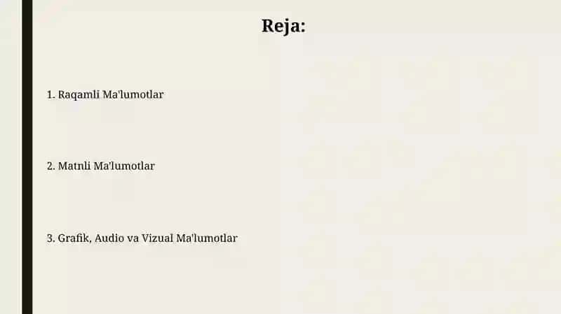 Matnli Ma'lumotlar 2