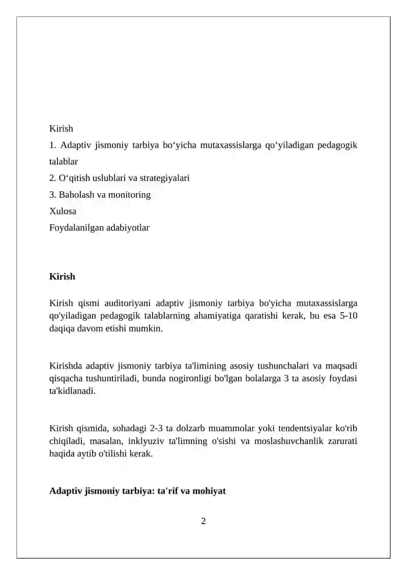 Adaptiv jismoniy tarbiya mutaxasislariga qoyiladigan pedagogik talablar 2