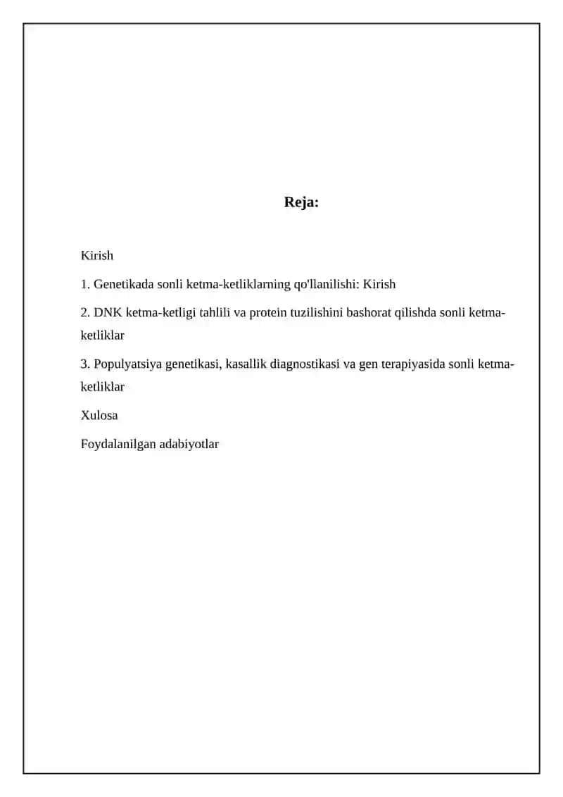 Genetikada sonli ketma-ketliklarning tatbiqlari 2