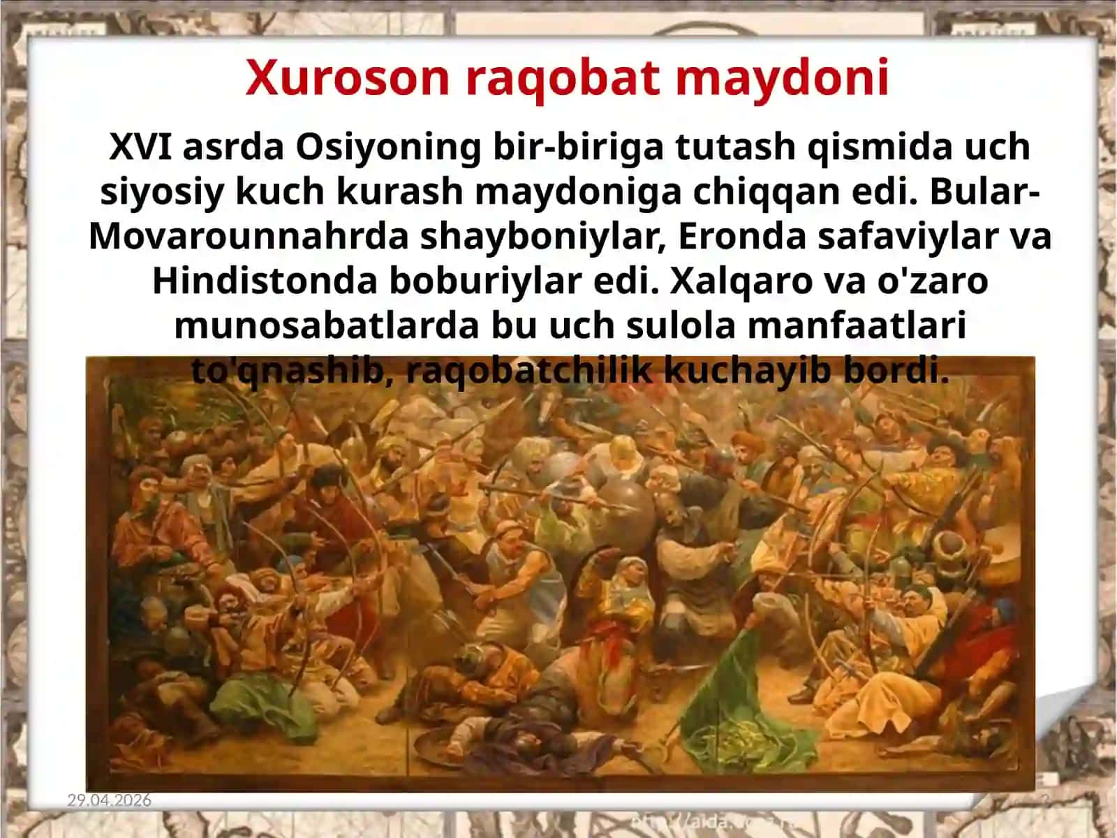 8-sinf O’zbekiston tarixi fani darsligidan 39-mavzu: XVI-XVIII asrlarda O'rta Osiyo davlatlarining xalqaro munosabatlari 2
