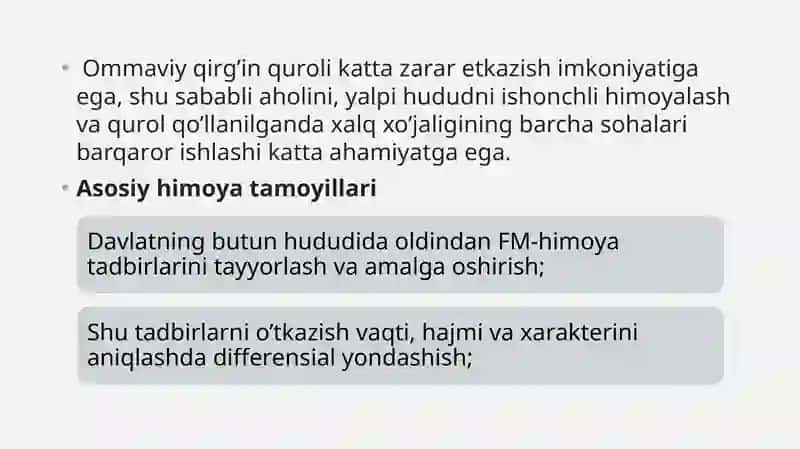 FАVQULОTDА VАZIYATDА АHОLINI MUHОFАZА QILISH. JAMOA HIMOYA VOSITALARI 2