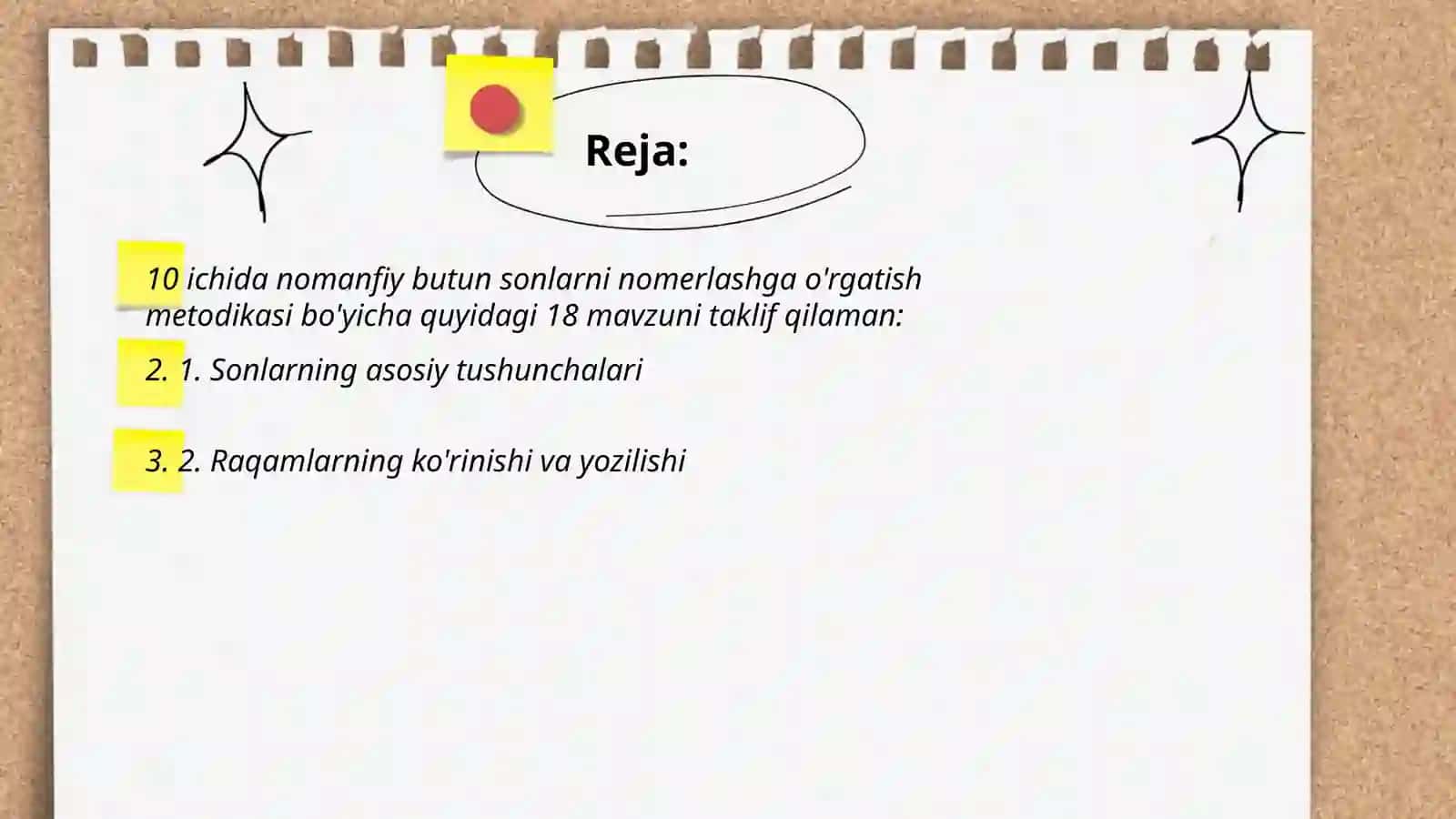 10 ichida nomanfiy butun sonlarni nomerlashga o'rgatish metodikasi 2