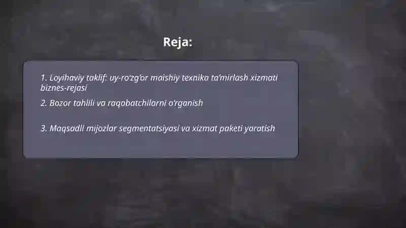 Maishiy texnikalarini ta’mirlash xizmatlari 2