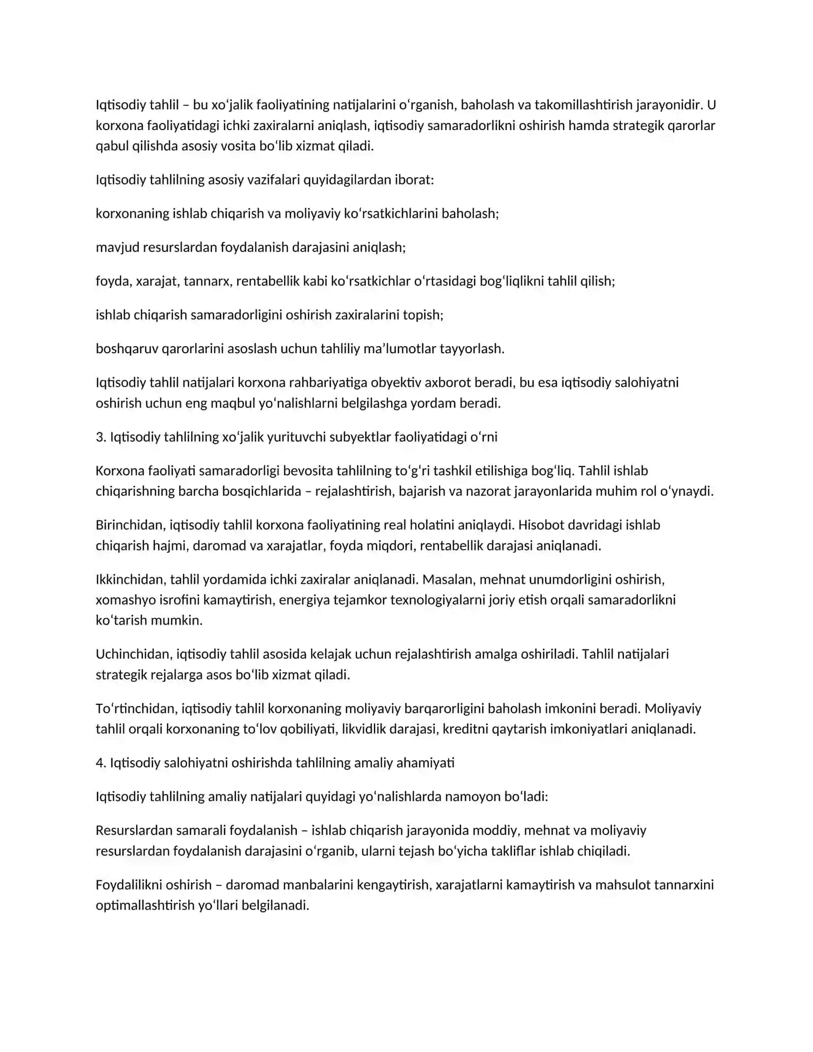 Xo‘jalik yurituvchi subyektlar iqtisodiy salohiyatini o‘stirishda hamda mustahkamlashdagi iqtisodiy tahlilning o‘rni 2