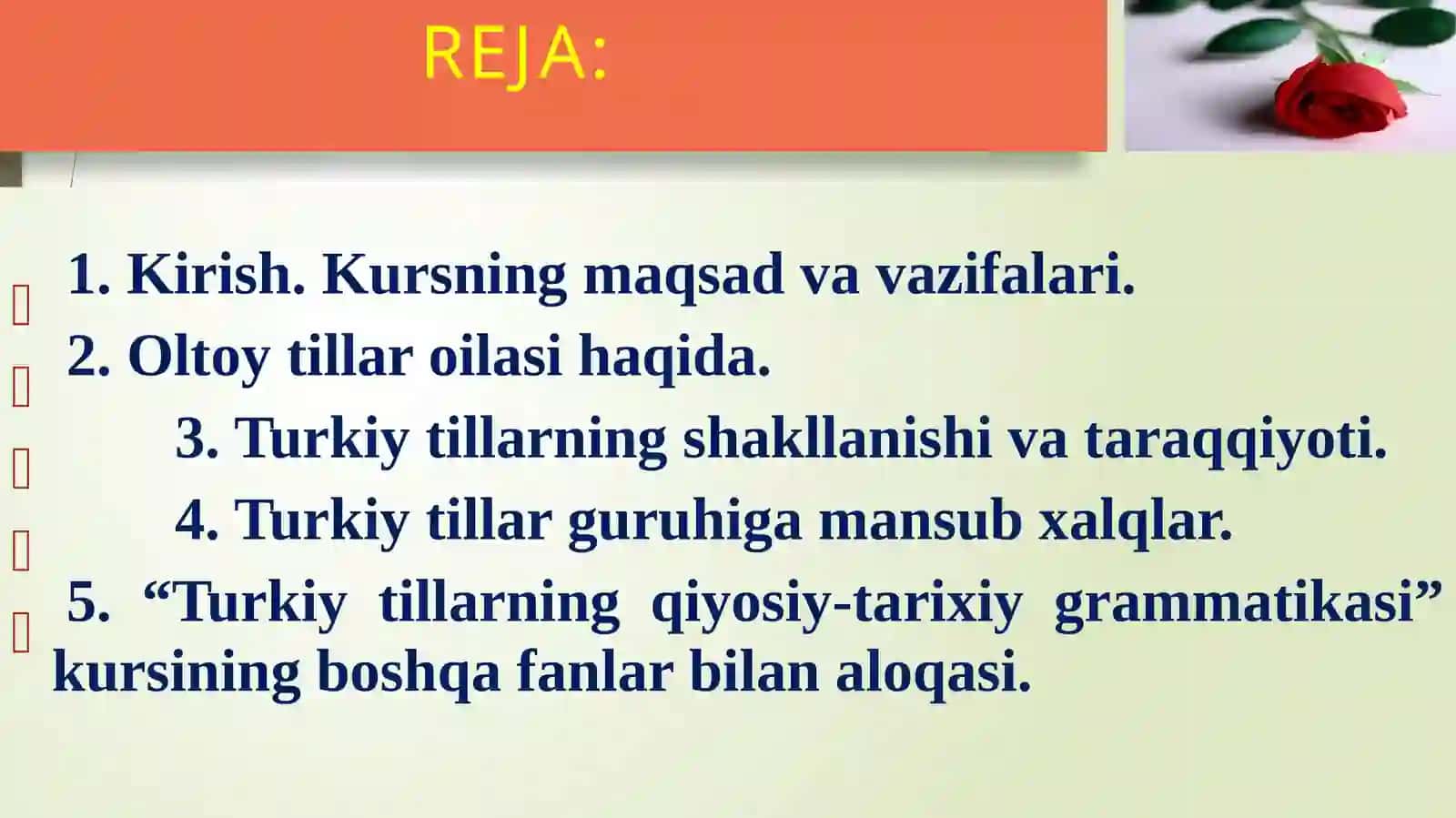 Turkiy tillarning umumiy tavsifi. Oltoy tillar oilasi 2