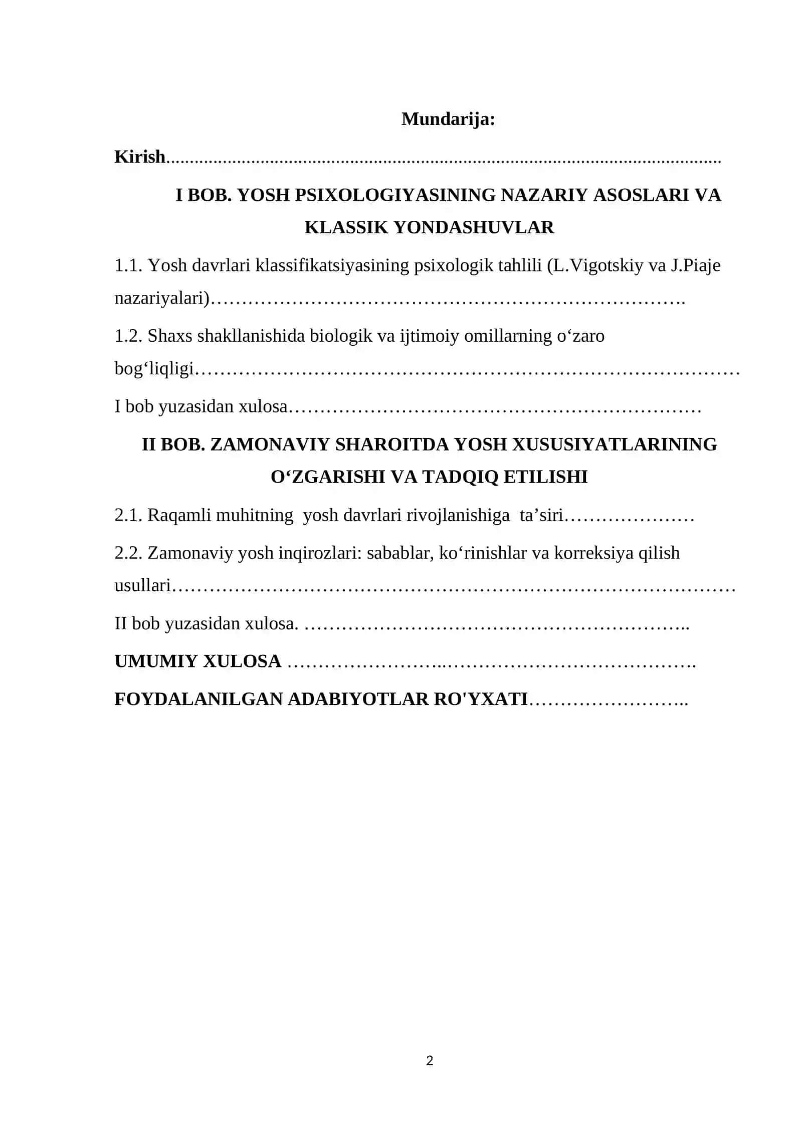 Umumiy psixologiyada yosh xususiyatlari muammosining zamonaviy tadqiqi 2
