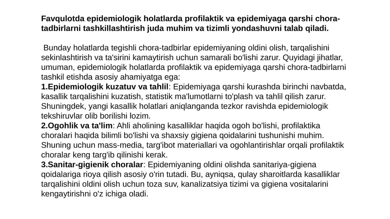 Favqulotda epidemiologik holatlarda profilaktika 2