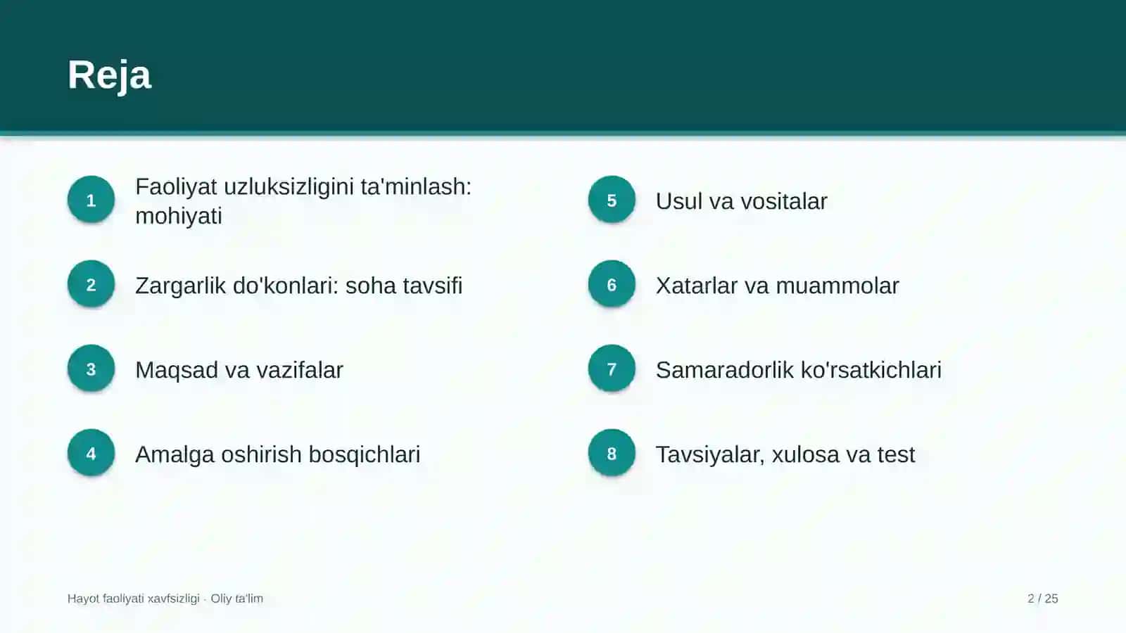 Zargarlik do'konlarida faoliyat uzluksizligini ta'minlash 2