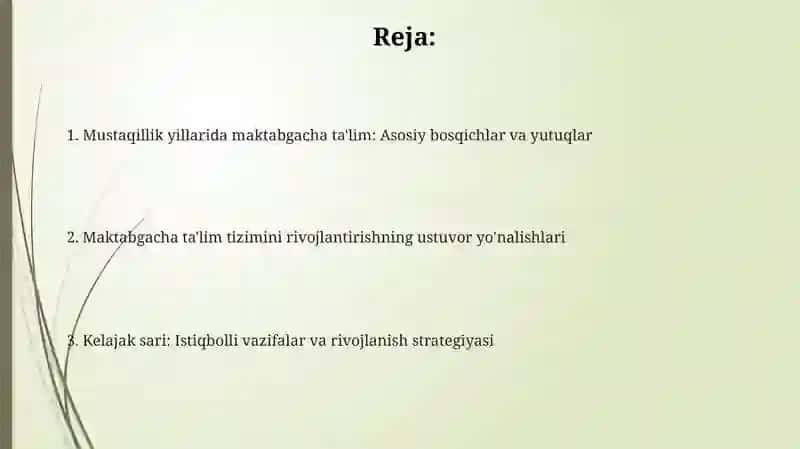 Mustaqillik yillarida maktabgacha taʼlim tizimini rivojlantirish tamoyillari va asosiy yoʻnalishlari 2