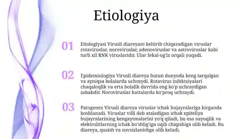 Virusli Diareyalar Etiologiyasi, Epidemiologiyasi, Patogenezi, Klinikasi, Kasallik Oqibatlari, Labarator Tashxisi, Davolash, Profilaktikasi 2