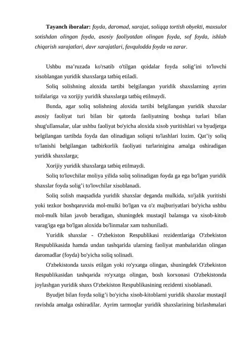 YURIDIK SHAXSLAR TO‘LAYDIGAN SOLIQLAR 2