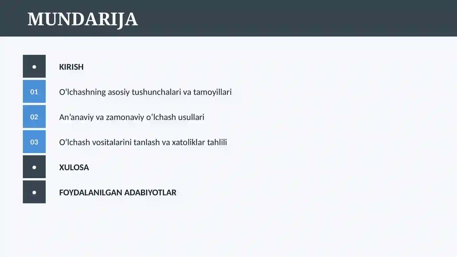 O‘LCHASH USULLARI VA VOSITALARI 2