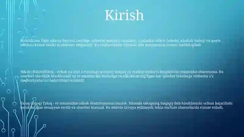 Islom Huquqshunosligida Oila,Nikoh,Taloq, Idda,Zihor Tushunchalari 2