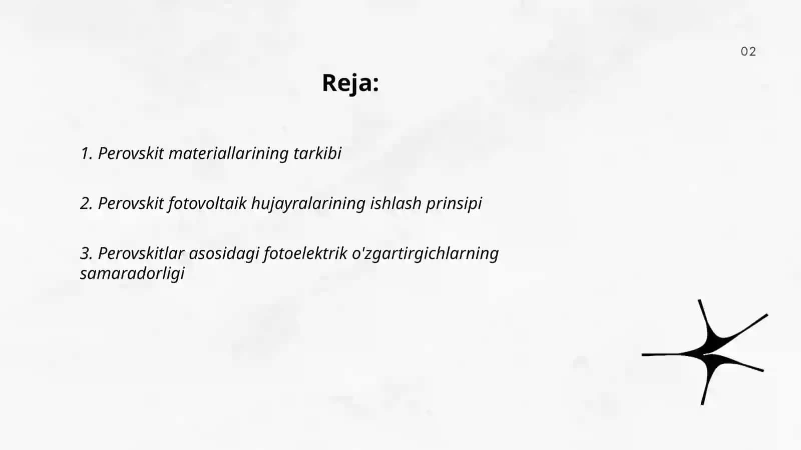 Perovskit asosidagi fotoelektrik o'zgartirgichlar 2