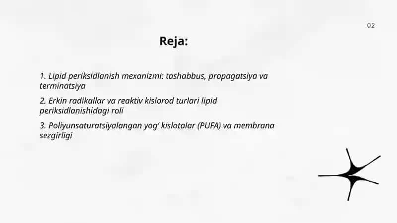 Lipidlarni periksidlanishi va hujayra shikastlanishi patogenezidagi ahamiyati 2