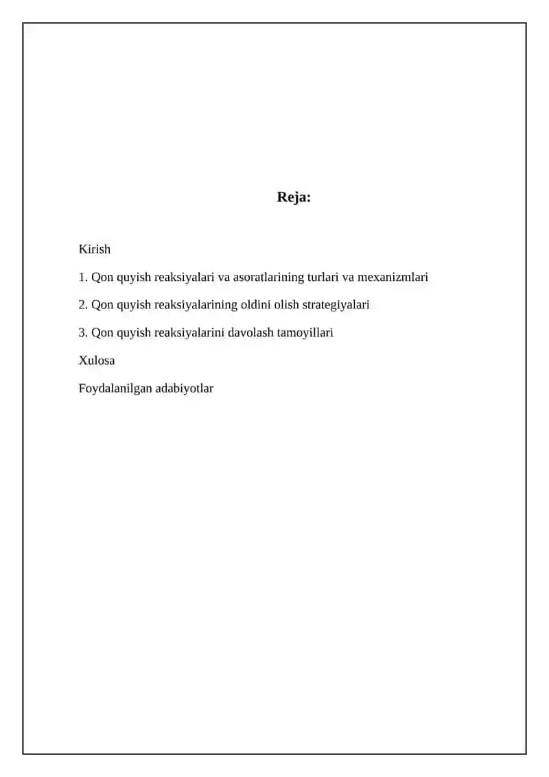 Qon quyish reaksiyalari va asoratlari haqida tushuncha 2