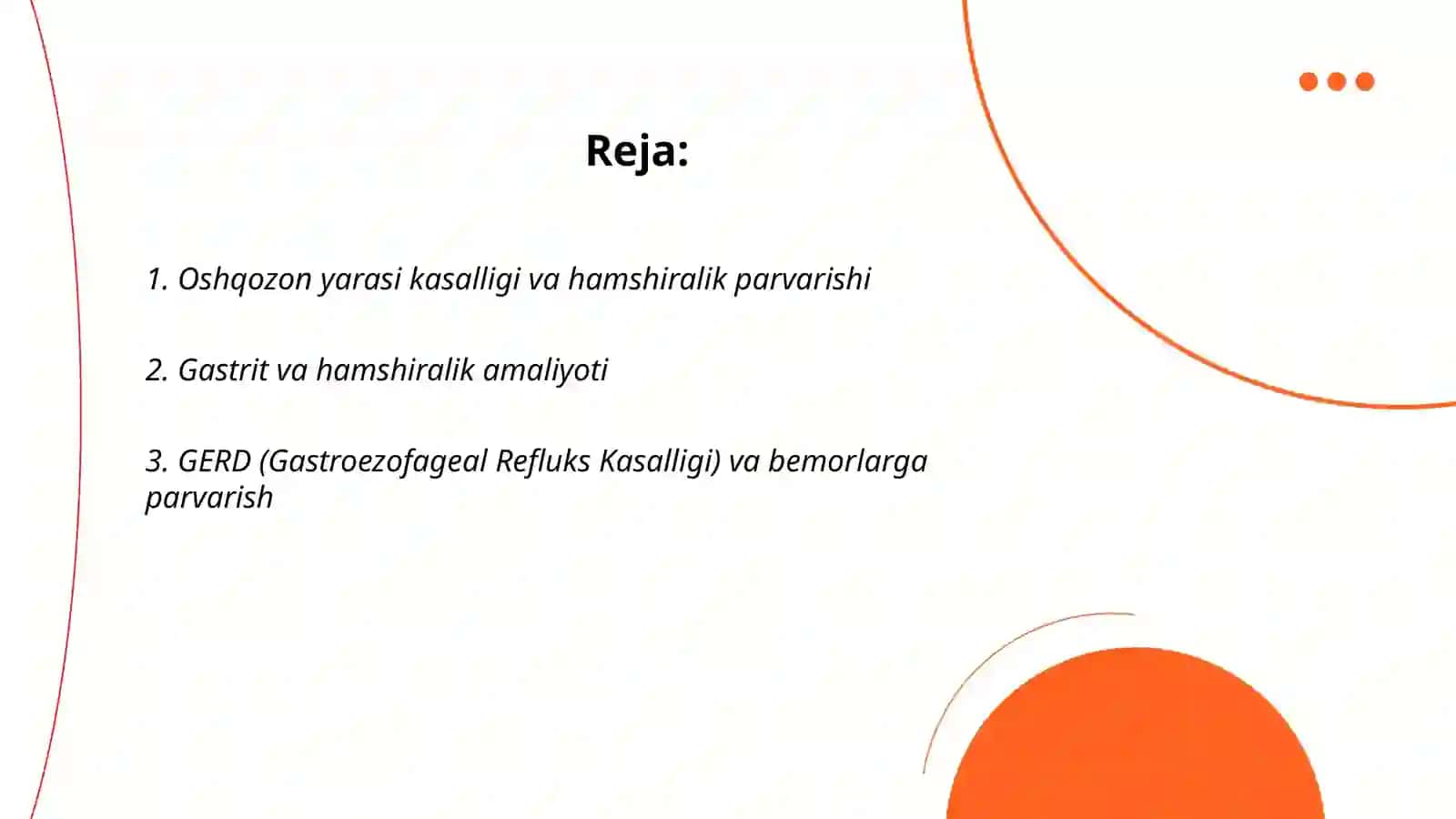 Meda ichak yo'llari muammolarida bemorlarga hamshiralik parvarishi 2