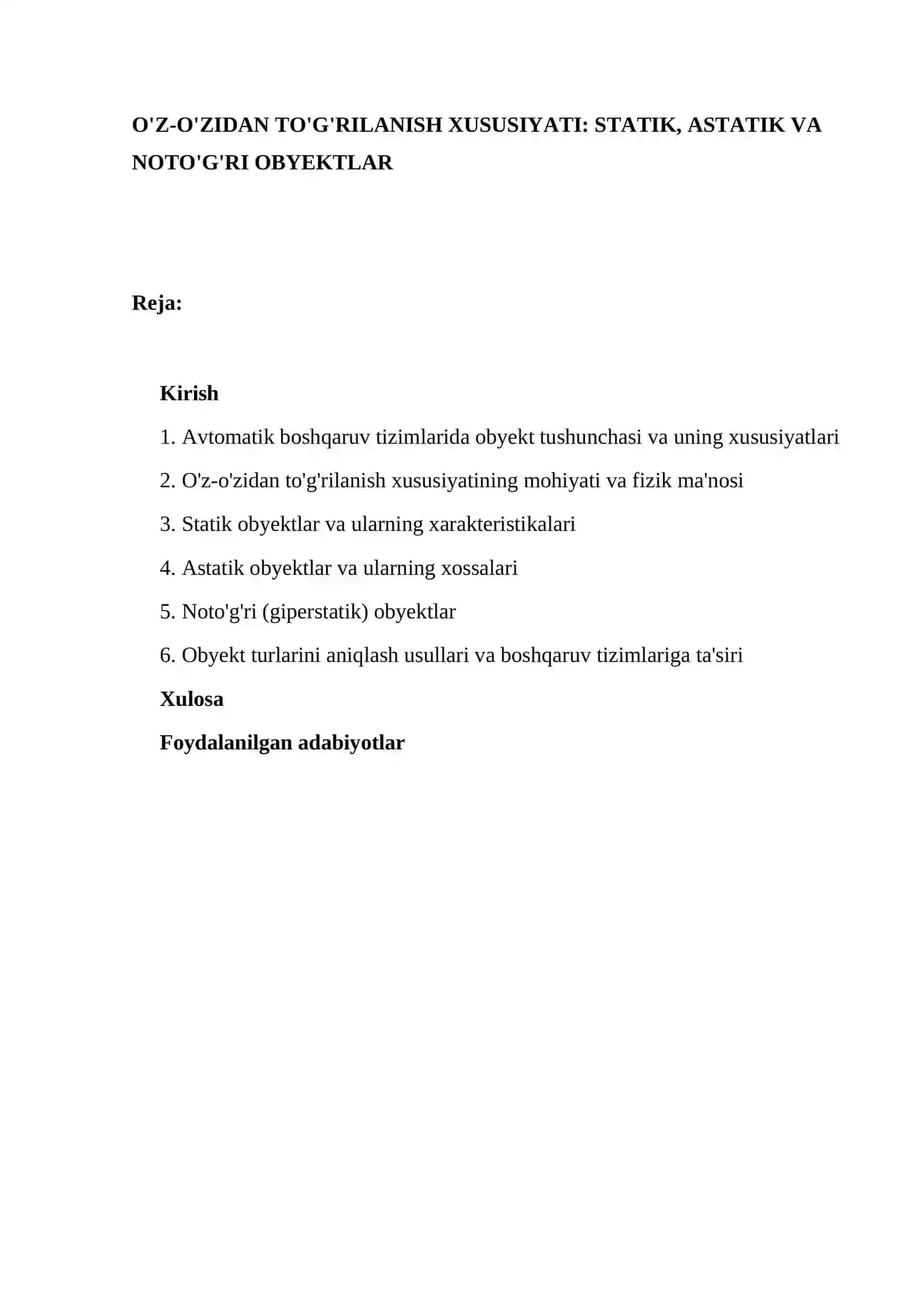 Avtomatik boshqaruv tizimlari 2