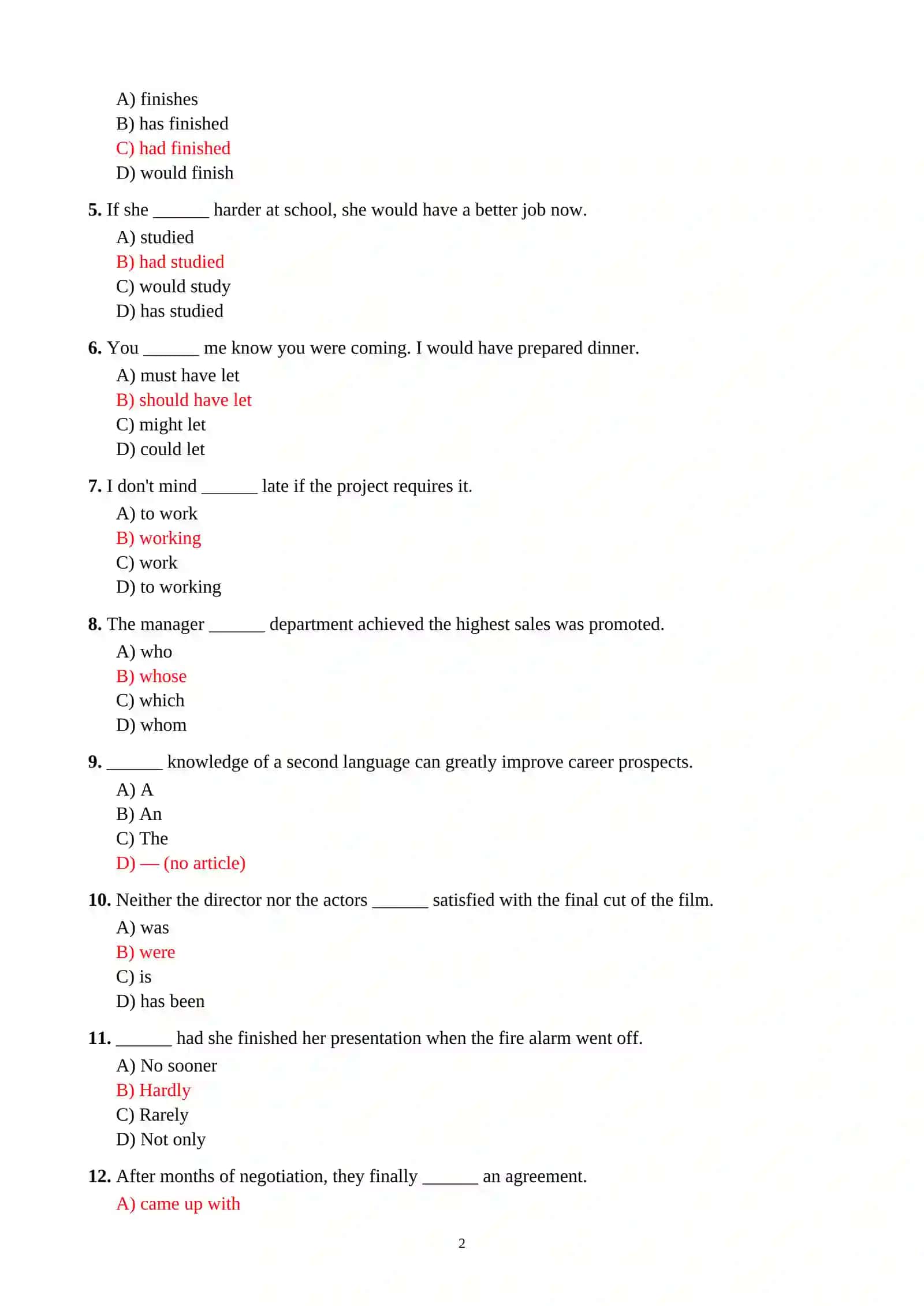 B2 ENGLISH SELF-ASSESSMENT TEST 2