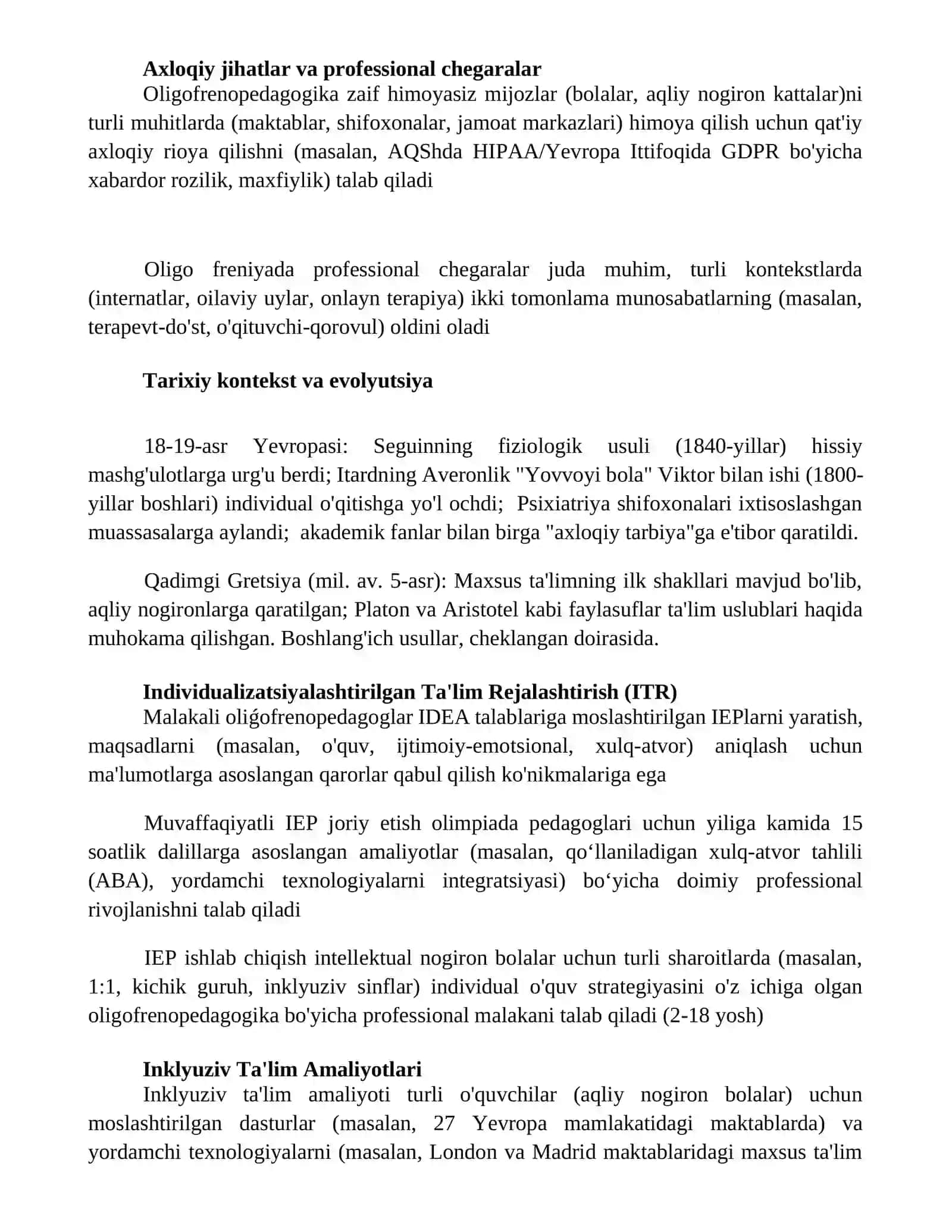 Oligofrenopedagogning kasbiy kopetentligi 2