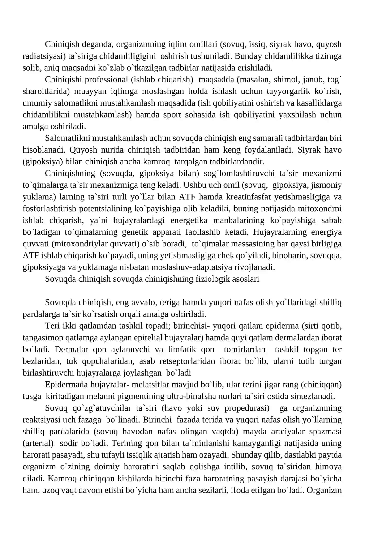 Organizmni Chiniqish usullari 2