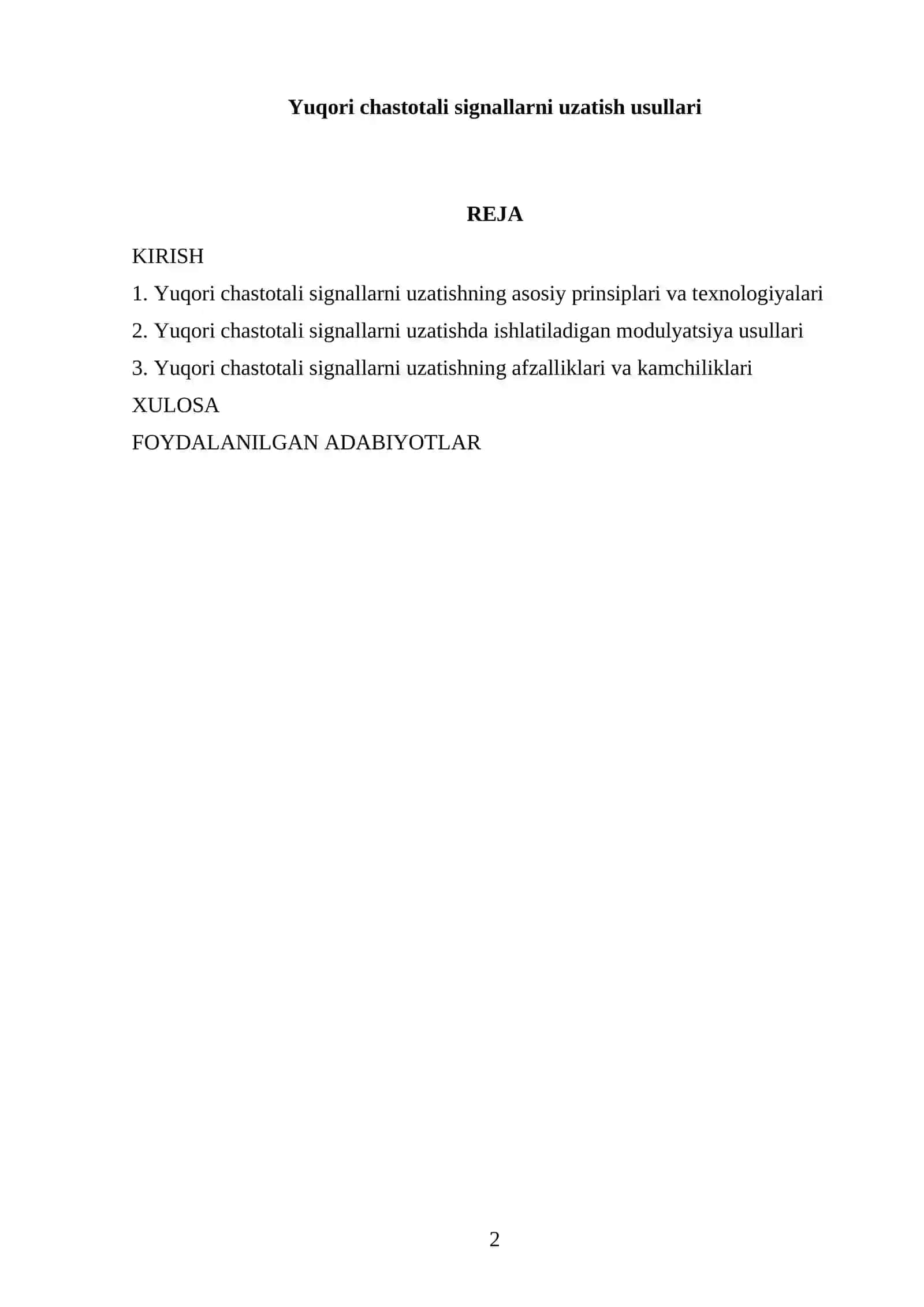 Yuqori chastotali signallarni uzatish usullari 2