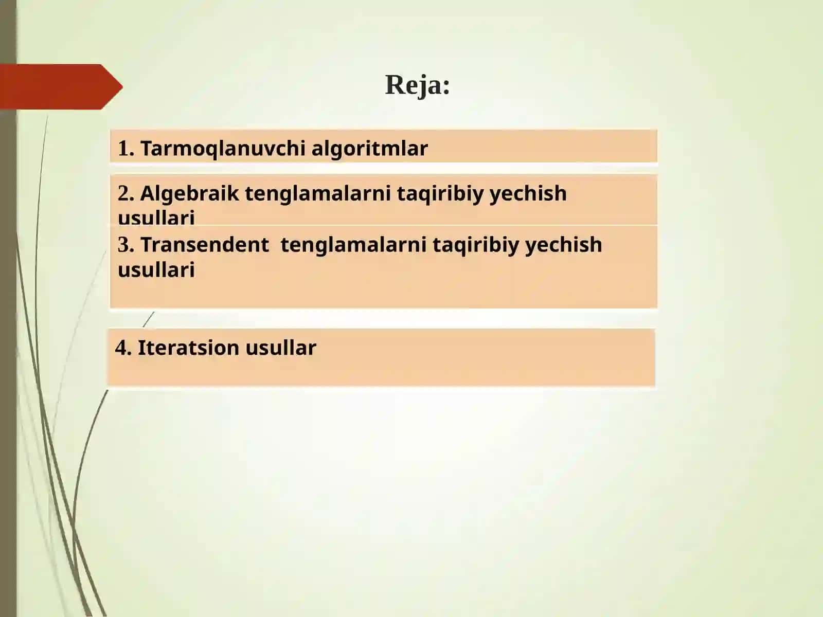 Tarmoqlanuvchi algoritmlar 2