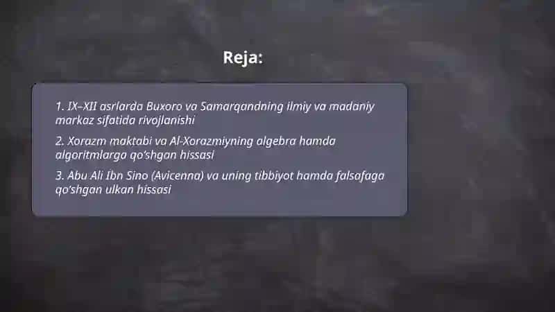 IX XII asrda mamlakatimiz hududida uygʻonish renesans 2