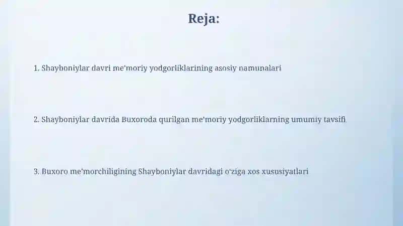Shayboniylar davrida Buxoroda qurilgan tarixiy me'morchilik yodgorliklari 2