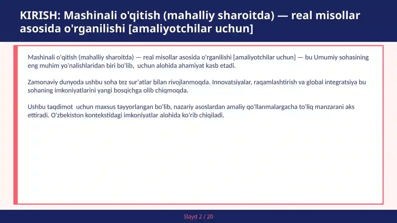 Mashinali o'qitish (mahalliy sharoitda) — real misollar asosida o'rganilishi [amaliyotchilar uchun] 2