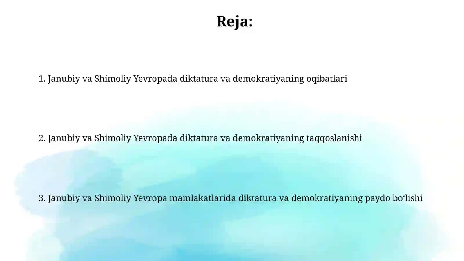 Janubiy va shimoliy Yevropa mamlakatlari diktatura va demokratiya 2