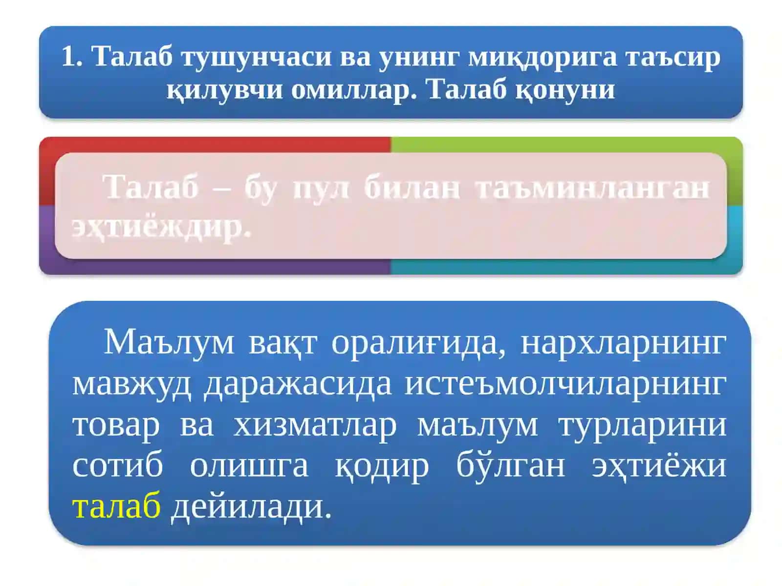 ТАЛАБ ВА ТАКЛИФ НАЗАРИЯСИ. БОЗОР 2