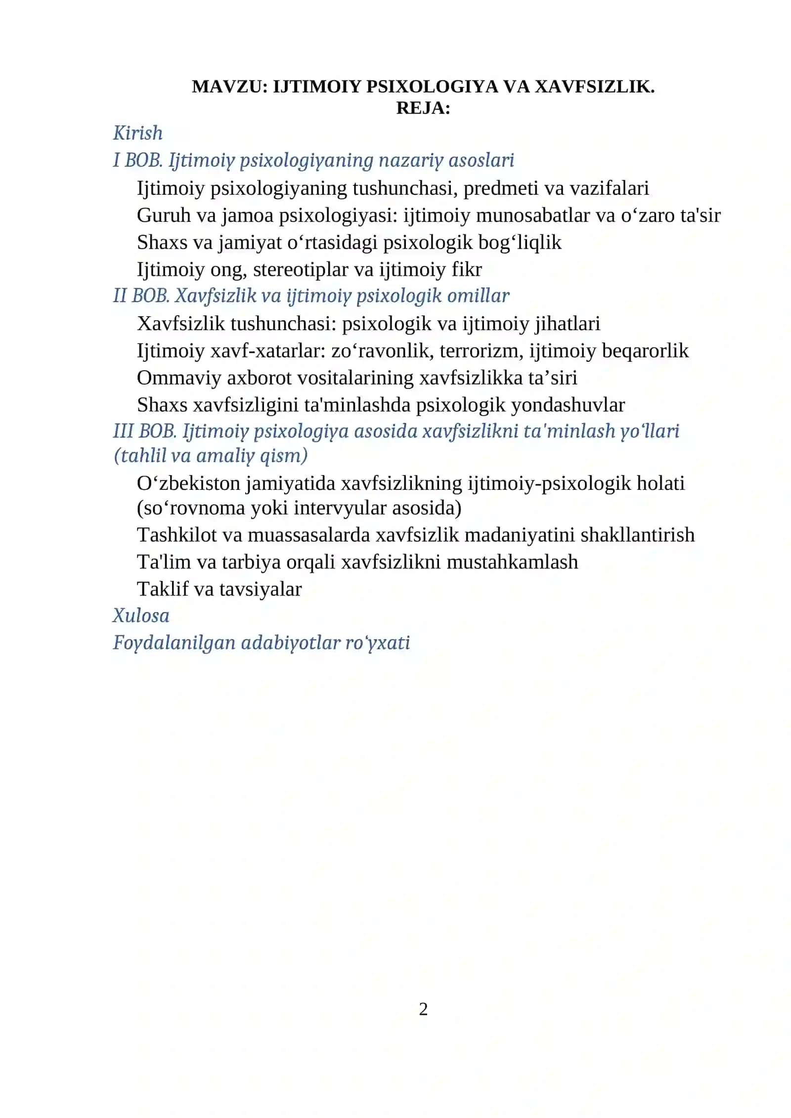 IJTIMOIY PSIXOLOGIYA VA XAVFSIZLIK 2