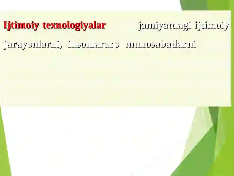 Ijtimoiy texnologiyalar, ularning mohiyati va tasnifi 2