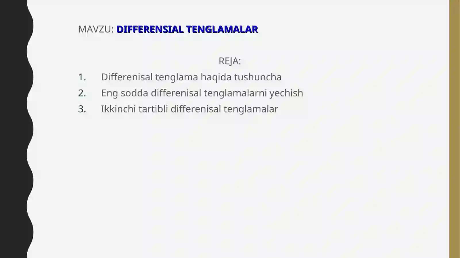 BIRINCHI TARTIBLI DIFFERENSIAL TENGLAMALAR 2