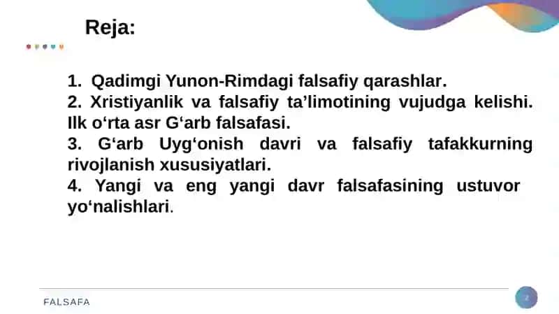 Falsafiy  tafakkur  taraqqiyoti bosqichlari. G‘arb  falsafasi 2