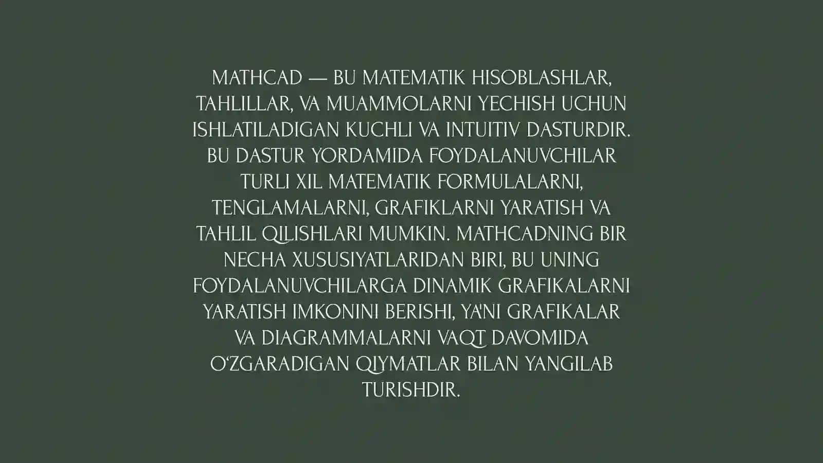 MATHCAD DASTURIDA DINAMIK GRAFIKA 2